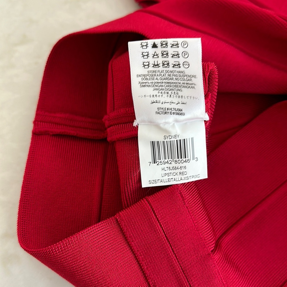 NEW Herve Leger Sydney Red Lipstick Scoop Neck Bandage Dress - Picture 6 of 12